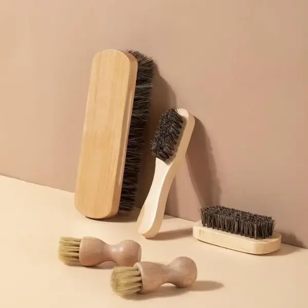 Wool Shoe Brush Set Beech Shine Shoes Maintenance and Care Set Shoe Polish Polish