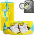 Shoe Washing Machine Bag – 2 Pcs Reusable Laundry Shoe Bag, 360° Deep Cleaning Sneaker Washing Bag, Durable Mesh Net with Zipper Protection, Fits All Shoe Types & Sizes (2 PCS Yellow)