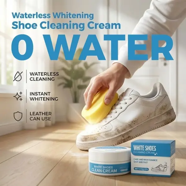 White Shoe Cleaner Cream,No Wash Cleaning Paste with Sponge,Removes Dirt and Stains, for Leather Sneakers Canvas Shoes