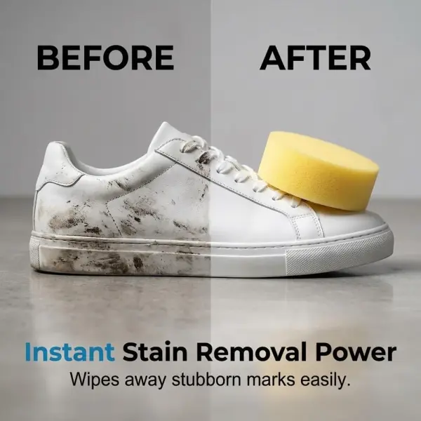 White Shoe Cleaner Cream,No Wash Cleaning Paste with Sponge,Removes Dirt and Stains, for Leather Sneakers Canvas Shoes