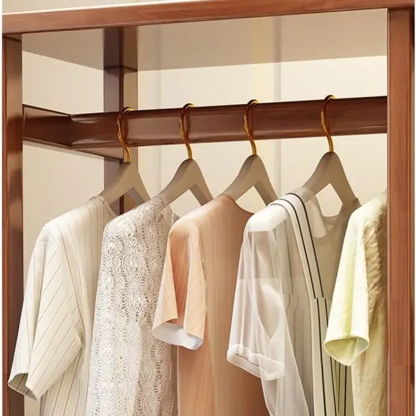 Hat stand Solid Wood Clothes Hanger Dressing Mirror Bedroom Floor Rotatable Multifunctional with Drawer Coat Rack Shoe Rack Hall Tree(Wood)
