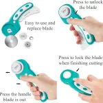 Headley Tools Rotary Cutter Set - 45mm Fabric Cutter, 5 Extra Rotary Blades, A3 Cutting Mat, Quilting Ruler and Sewing Clips, Craft Knife Set, Ideal for Crafting, Sewing, Patchworking,Turquoise