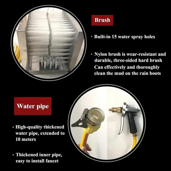 Automatic Shoe Cleaning Machine with Water Spray Gun, 3-Sided Hard Brushes for Effective Dust & Mud Removal - Ideal for Farms & Ranches - Durable Rain Shoe Scrubber