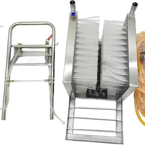 Automatic Shoe Cleaning Machine with Water Spray Gun, 3-Sided Hard Brushes for Effective Dust & Mud Removal - Ideal for Farms & Ranches - Durable Rain Shoe Scrubber
