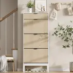 GAOMON Shoe Storage Cabinet with 3 Flip Drawers, Entryway Cabinet with Adjustable Shelves, Can Accommodate 18 to 24 Shoes, Space-Saving Narrow Shoe Rack for Entryway, Hallway, Front Door, White Oak