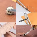 Leather Sewing Kit Leather Craft Tools Set Kit Leather Craft Punch Tools Kit Stitching Carving Working Hand Sewing Saddle Groover(Color:L28)