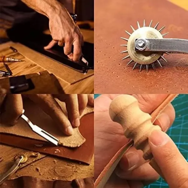 Leather Sewing Kit Leather Craft Tools Set Kit Leather Craft Punch Tools Kit Stitching Carving Working Hand Sewing Saddle Groover(Color:L28)