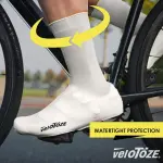 veloToze Tall Silicone Shoe Cover with Snaps - Covers Road Cycling Shoes - Waterproof, Windproof Reusable Boot-Style Overshoes for Bike Rides in Winter, Rain, Cold Weather Biking - for Men and Women