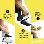 veloToze Tall Silicone Shoe Cover with Snaps - Covers Road Cycling Shoes - Waterproof, Windproof Reusable Boot-Style Overshoes for Bike Rides in Winter, Rain, Cold Weather Biking - for Men and Women