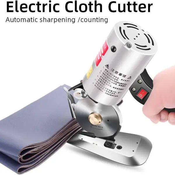 Electric Fabric Cutter - Low Noise + 90Mm Rotary Blade, Electric Cloth Cutter, Portable Cutting Machine, Sewing Rotary Cutter - Multi-Layer Clothing, Textiles, Etc
