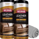 Weiman Leather Cleaner & Conditioner - Cleans, Restores & Protects Leather, UV Protection Prevent Cracking & Fading, For Car Seats, Sofas, Shoes, Bags & All Finished Leather Surfaces, 2 Pack, 60 Wipes