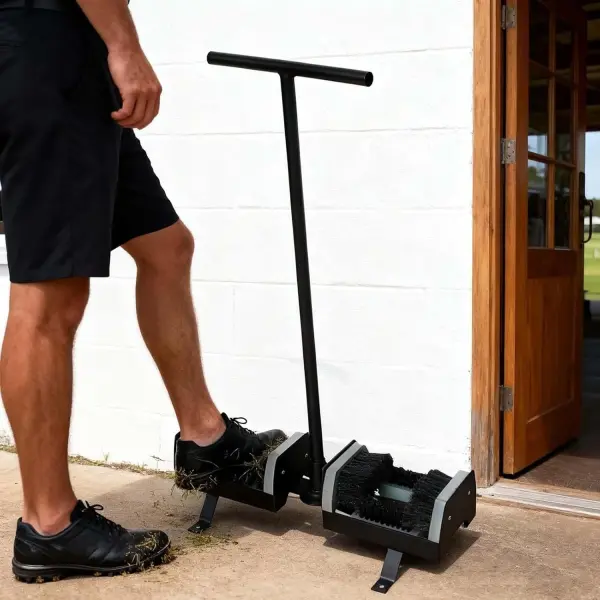 Outdoor Boot Cleaner Brush with Handle - Floor-Mount Boot Scrubber for Easy Entrance Cleaning - Durable T-Handle Design for Stability and Efficiency