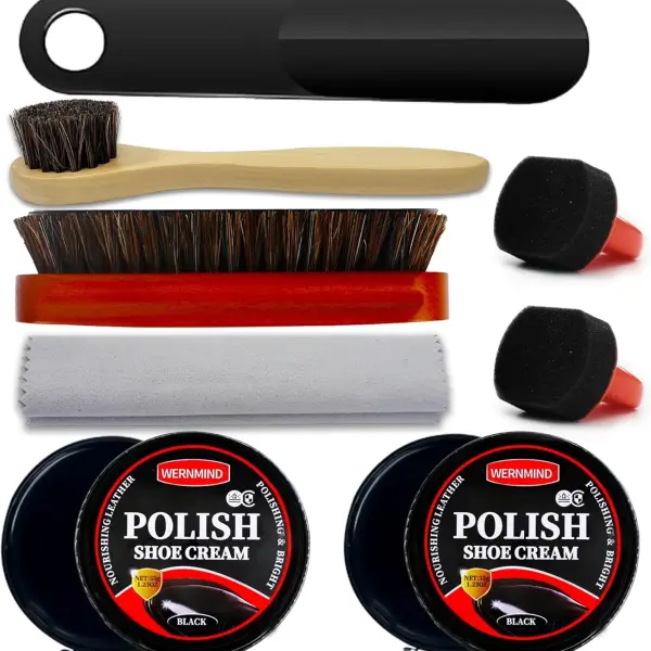 Black Brown Shoe Polish Kit Saddle Soap Mink Oil Shoe Shine Kit Boots Leather Conditioner Cream Wax Care Set