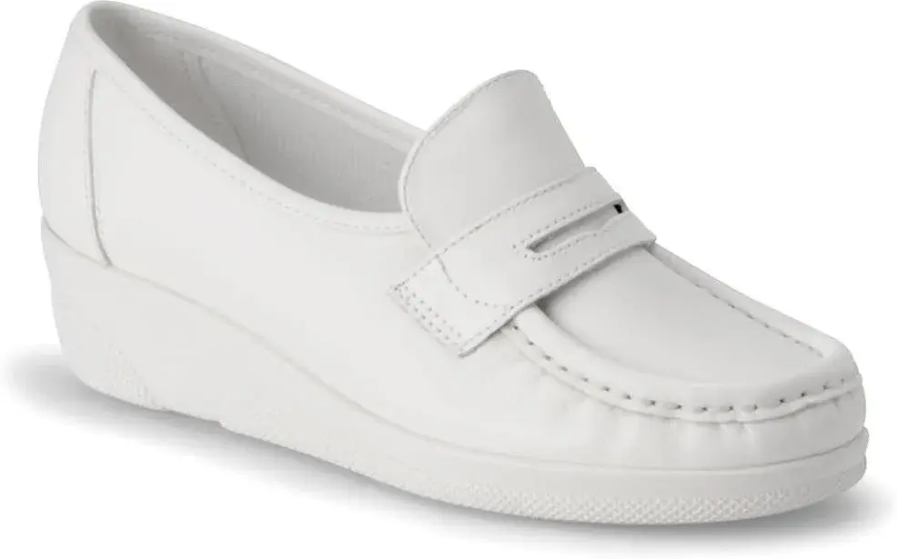 Nurse Mates Pennie Women's Shoes | Slip-Resistant Loafer | Stain-Resistant | Comfort Support | White