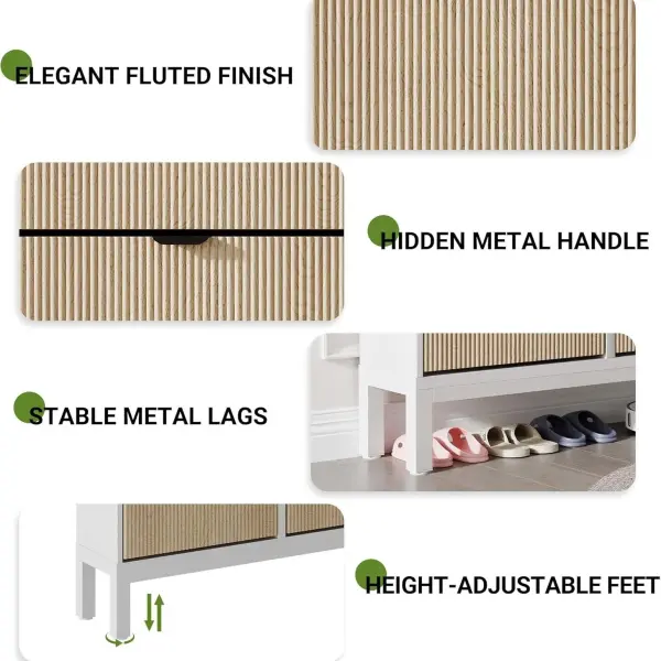Shoe Storage Cabinet with 4 Flip Drawers, Entryway Cabinet with Adjustable Shelves, Can Accommodate 24 to 28 Shoes, Space-Saving Narrow Shoe Rack for Entryway, Hallway, Front Door, White Oak