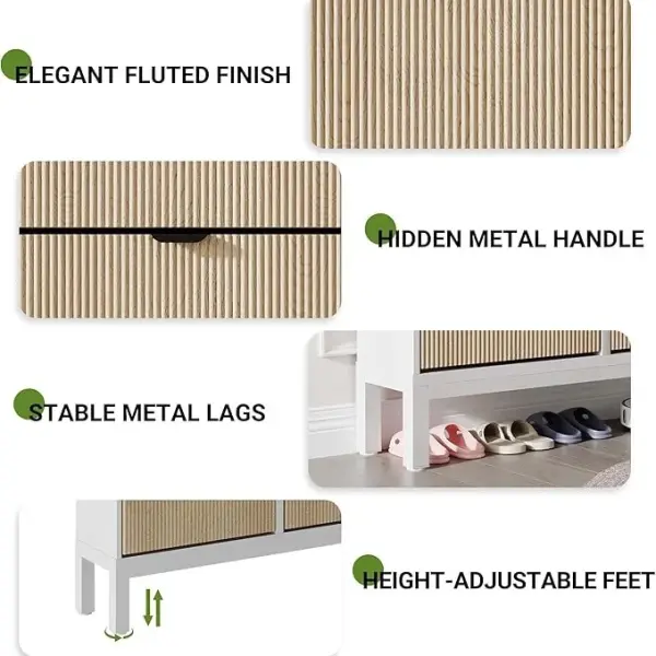 Shoe Storage Cabinet with 4 Flip Drawers, Entryway Cabinet with Adjustable Shelves, Can Accommodate 24 to 28 Shoes, Space-Saving Narrow Shoe Rack for Entryway, Hallway, Front Door, White Oak