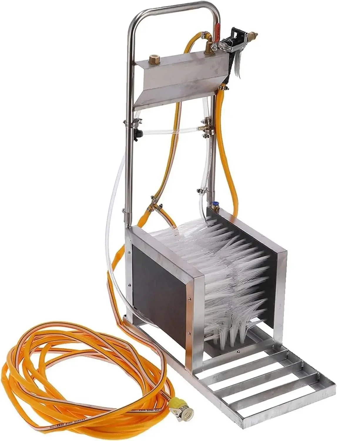 Boot Scrubber, Stainless Steel Automatic Footwear Cleaner with Water Spray Gun, Efficient Mud Remover for Livestock Farms