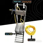 Boot Cleaning Station, Stainless Steel Shoe Scraper Brush with Integrated Water Spray Gun for Deep Cleaning Mud Removal in Outdoor Farm and Garden Use