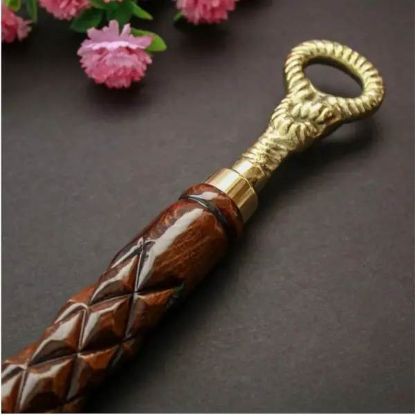 Wooden Shoe Horn with Brass Handle – Long Shoehorn for Men & Women – Handcrafted Wood & Brass Shoehorn – Easy Slip-On Shoe Helper – 62cm