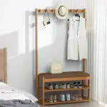 Shoe Rack for Entryway Shoe Rack for Entryway Coat Rack Shoe Bench, Bamboo Shoe Storage Bench with Cushion Padded Seat, 3-in-1 Hall Tree, Shoe Organizer Rack for Entryway Shoe Organizer