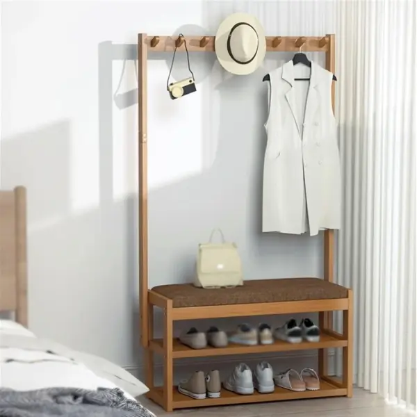Shoe Rack for Entryway Shoe Rack for Entryway Coat Rack Shoe Bench, Bamboo Shoe Storage Bench with Cushion Padded Seat, 3-in-1 Hall Tree, Shoe Organizer Rack for Entryway Shoe Organizer