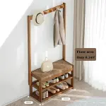 Shoe Rack for Entryway Shoe Rack for Entryway Coat Rack Shoe Bench, Bamboo Shoe Storage Bench with Cushion Padded Seat, 3-in-1 Hall Tree, Shoe Organizer Rack for Entryway Shoe Organizer