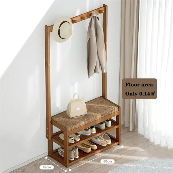 Shoe Rack for Entryway Shoe Rack for Entryway Coat Rack Shoe Bench, Bamboo Shoe Storage Bench with Cushion Padded Seat, 3-in-1 Hall Tree, Shoe Organizer Rack for Entryway Shoe Organizer