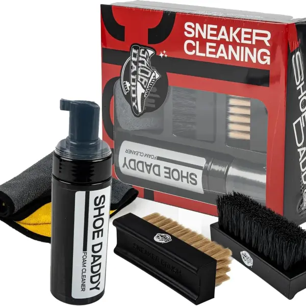Shoe Cleaning Kit – Premium Foam Shoe Cleaner with Soft & Stiff Bristle Brushes and Microfiber Towel – Shoe Cleaner for Sneakers, Tennis, Gym, White Shoes, Leather, Mesh, Knit, Canvas & Nubuck, PU