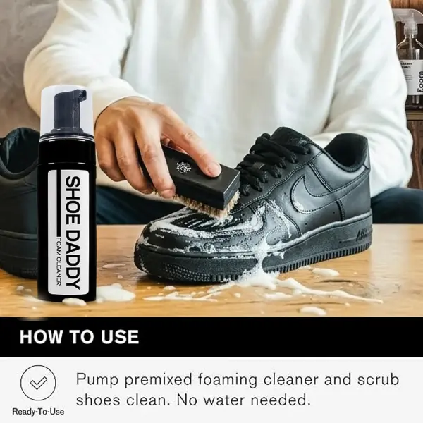 Shoe Cleaning Kit – Premium Foam Shoe Cleaner with Soft & Stiff Bristle Brushes and Microfiber Towel – Shoe Cleaner for Sneakers, Tennis, Gym, White Shoes, Leather, Mesh, Knit, Canvas & Nubuck, PU
