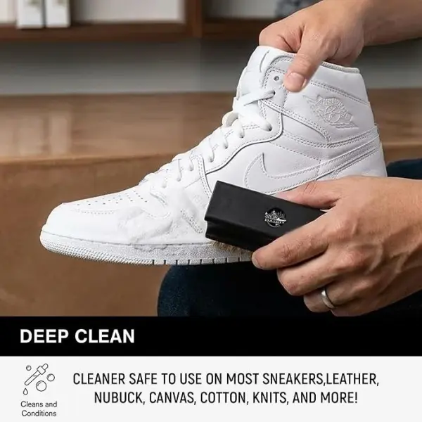 Shoe Cleaning Kit – Premium Foam Shoe Cleaner with Soft & Stiff Bristle Brushes and Microfiber Towel – Shoe Cleaner for Sneakers, Tennis, Gym, White Shoes, Leather, Mesh, Knit, Canvas & Nubuck, PU