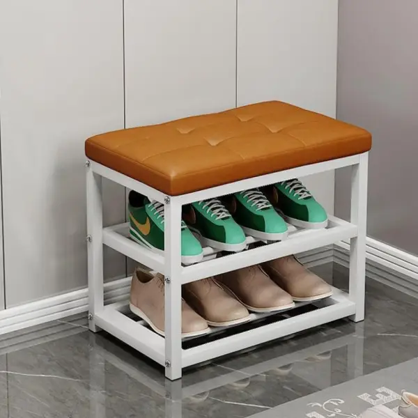 Multifunctional Shoe Care Stool Space Saving Entryway Bench & Stylish Seating for Living Room & Office Compact Storage Solution for Shoes & Accessories