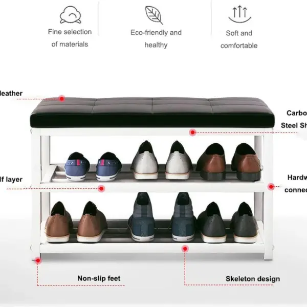 Multifunctional Shoe Care Stool Space Saving Entryway Bench & Stylish Seating for Living Room & Office Compact Storage Solution for Shoes & Accessories
