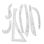 VBESTLIFE Fashion Pattern Design Ruler Set High Accuracy Sewing Tools, 7 Pcs Sewing Ruler Tailor Set for Drawing Curves and Lines