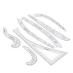 VBESTLIFE Fashion Pattern Design Ruler Set High Accuracy Sewing Tools, 7 Pcs Sewing Ruler Tailor Set for Drawing Curves and Lines