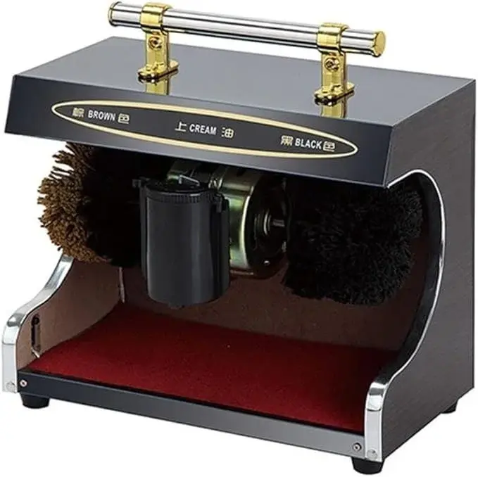 Automatic Shoe Polisher Machine - Commercial Electric Shoe Cleaner for Hotels & Offices, Dual Brush Leather Shine & Cleaning Kit, Efficient Dust Removal & Polishing (Black)