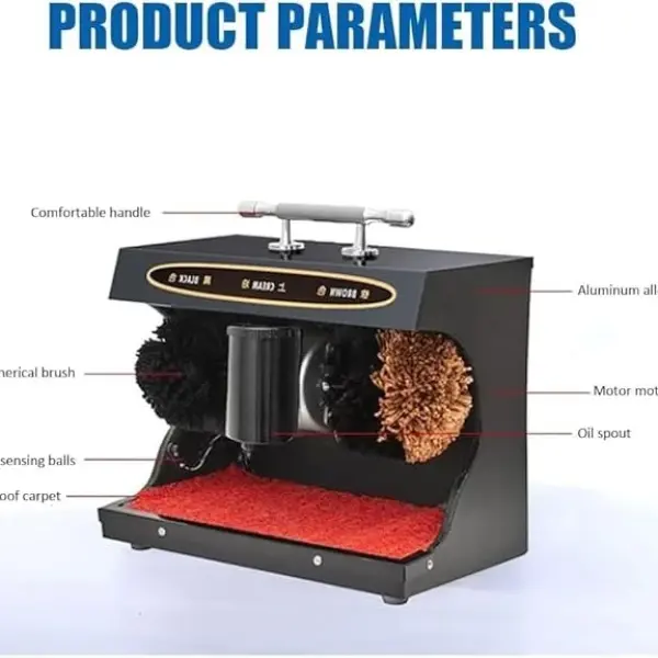 Automatic Shoe Polisher Machine - Commercial Electric Shoe Cleaner for Hotels & Offices, Dual Brush Leather Shine & Cleaning Kit, Efficient Dust Removal & Polishing (Black)