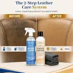 Leather Cleaner and Conditioner Kit (2×16oz) – 2-Step Leather Care System, Deep Clean & Nourish, Non-Greasy, Safe for Car Seats, Couches, Shoes & Furniture, and more