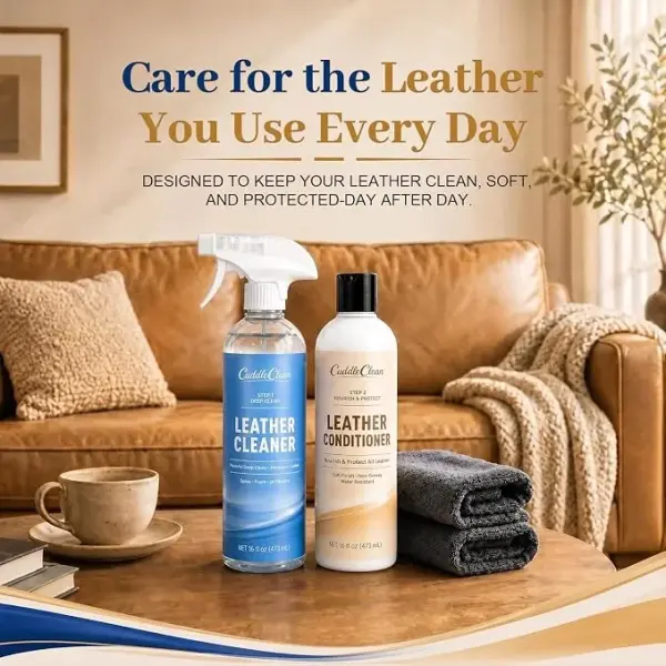 Leather Cleaner and Conditioner Kit (2×16oz) – 2-Step Leather Care System, Deep Clean & Nourish, Non-Greasy, Safe for Car Seats, Couches, Shoes & Furniture, and more