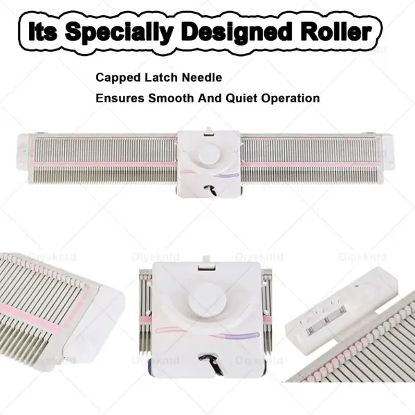 Oiyekntd Knitting Machine with Accessories, Medium Gauge 6.5mm Plastic Household Knitting Machine with Accessories Household Sewing Tool Set for Sock, Hat, Scarf, and Sweater Knitting