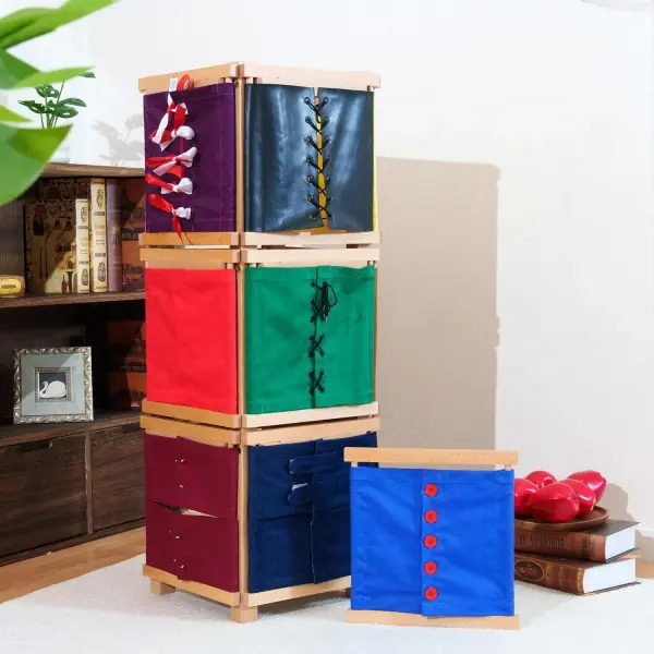 Montessori 12 Dressing Frames with Stand - Premium Solid Beechwood Practical Life Materials, Complete Self-Care Learning Set for Fine Motor Skills & Independence Training