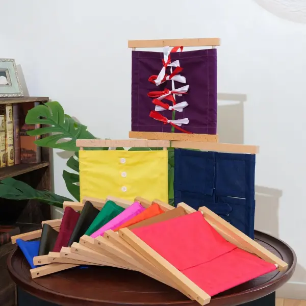 Montessori 12 Dressing Frames with Stand - Premium Solid Beechwood Practical Life Materials, Complete Self-Care Learning Set for Fine Motor Skills & Independence Training