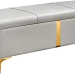 Shoe Storage Bench with Leather Seat Long Flip Top Footstool Full Sponge Cushion Hidden Storage for Entrance Hallway Bedroom Living Room - Brown 80 Cm,Grey-90x40x40cm
