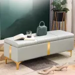 Shoe Storage Bench with Leather Seat Long Flip Top Footstool Full Sponge Cushion Hidden Storage for Entrance Hallway Bedroom Living Room - Brown 80 Cm,Grey-90x40x40cm