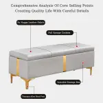 Shoe Storage Bench with Leather Seat Long Flip Top Footstool Full Sponge Cushion Hidden Storage for Entrance Hallway Bedroom Living Room - Brown 80 Cm,Grey-90x40x40cm