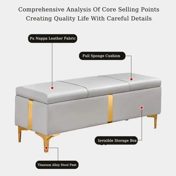Shoe Storage Bench with Leather Seat Long Flip Top Footstool Full Sponge Cushion Hidden Storage for Entrance Hallway Bedroom Living Room - Brown 80 Cm,Grey-90x40x40cm