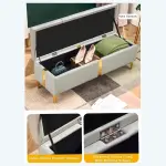 Shoe Storage Bench with Leather Seat Long Flip Top Footstool Full Sponge Cushion Hidden Storage for Entrance Hallway Bedroom Living Room - Brown 80 Cm,Grey-90x40x40cm