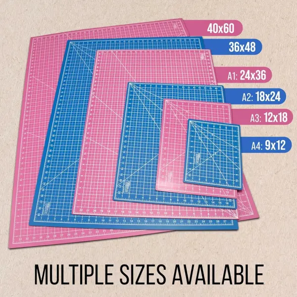 U.S. Art Supply 36" x 48" Self-Healing Cutting Mat 5-Ply - Double-Sided Pink/Blue Craft Mat, Non-Slip Cutting Mats for Crafts, Sewing, Quilting, Scrapbooking