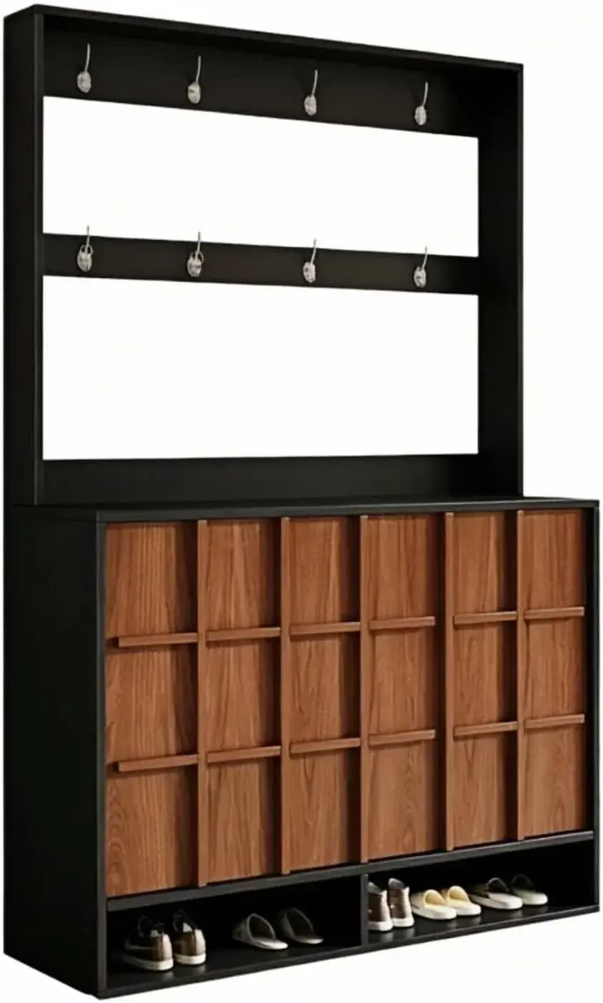 Shoe Cabinet Coat Rack with Shoe Cabinet Household Entryway Hall Tree Storage Shelf for Corridor(Large)