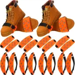 Chuarry 10 Pairs 7 Point Crampon Traction Crampons Spikes Cleats Anti-Skid Traction Grips for Shoes and Boots Walking, Hiking(Orange)