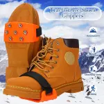 Chuarry 10 Pairs 7 Point Crampon Traction Crampons Spikes Cleats Anti-Skid Traction Grips for Shoes and Boots Walking, Hiking(Orange)